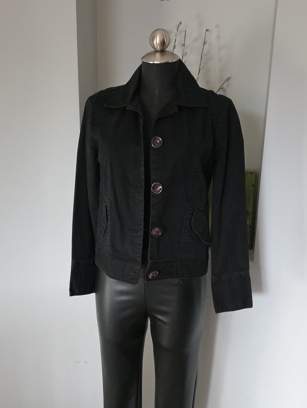 Vintage Y2K Mac & Jac Cropped Cotton Button-Front Jacket Women's Size 6
